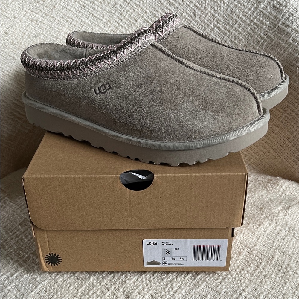 UGG Tasman Women's Grey and Pink Suede Mules